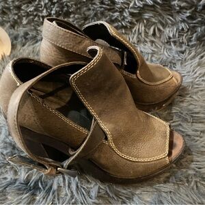 Ladies Joie Brown Heel Sandal with Wrap Around Ankle Strap